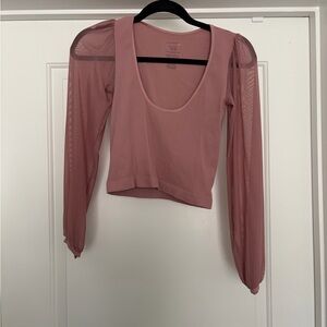 Free People Cropped “Lost in Love” Long Sleeve